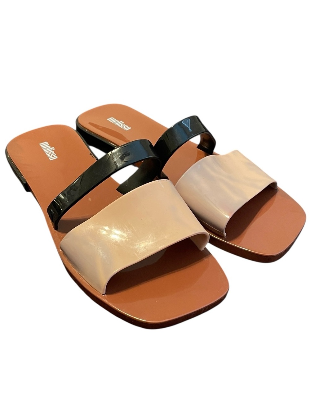 Melissa Women's Brown Beige Black Ivy Jelly Slip On Slipper Sandals Size 10